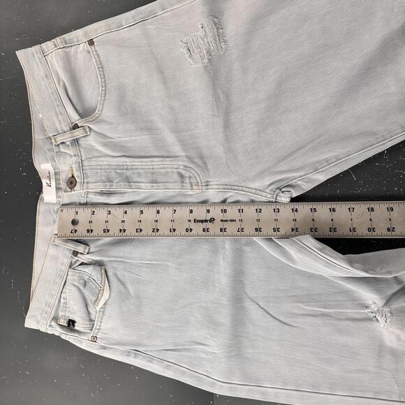 KanCan Jeans Women 36x34 Light Wash Distressed Button Fly Baggy Bell Bottom EUC - Picture 4 of 9